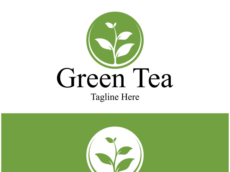 Tea cup logo vector design.Green tea vector logo template.