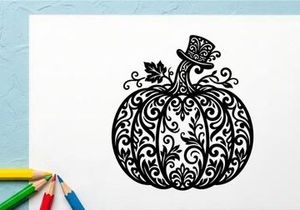 Siluet Labu Halloween yang Elegan dengan Desain Bunga yang Rumit