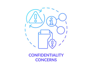 Confidentiality concerns blue gradient concept icon preview picture