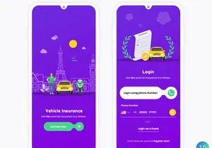 Buy Bike and Car Insurance online Mobile App UI Kit