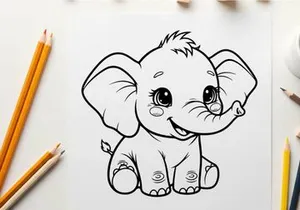 Cute baby elephant smiling vector illustration flat design