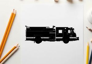 Silhouette of a fire truck vehicle emergency response
