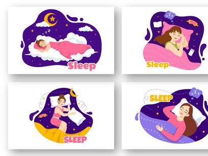 13 Sleep and Sweet Dreams Vector Illustration
