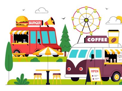10 Food Truck Illustration