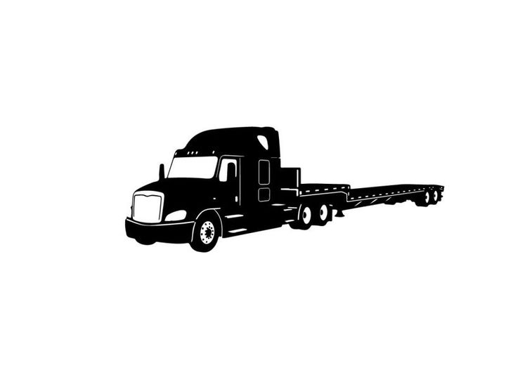 Silhouette of a semi truck with trailer