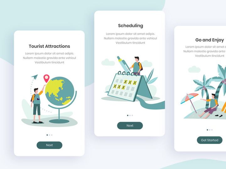 Travel Onboarding App Screens