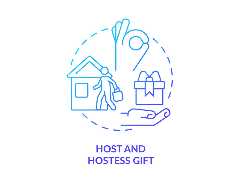 Host and hostess gift blue gradient concept icon