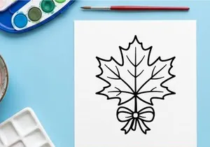 Cozy autumn scene with a maple leaf illustration. Warm seasonal design for fall projects.