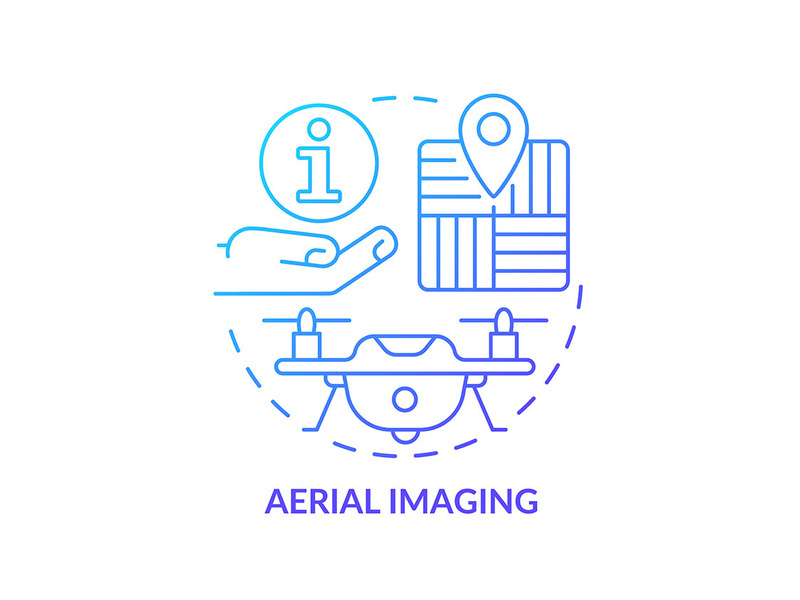 Aerial imaging blue gradient concept icon