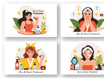 9 Facial and Skin Treatment Illustration