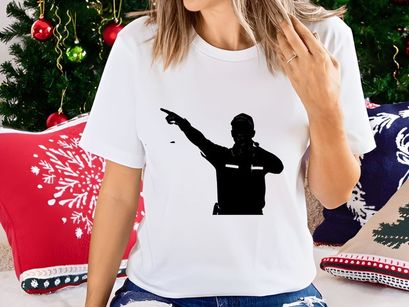 Police officer directing with authority and confidence in a black silhouette