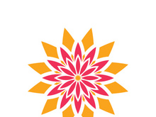 Traditional Asian colorful floral pattern Stained glass mosaic logo tile design inspiration