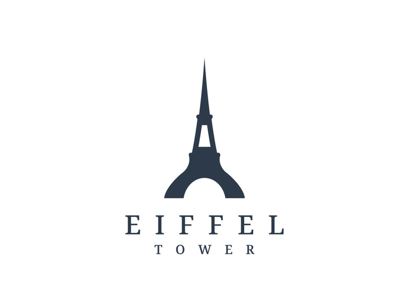 Eiffel Tower building logo design with a creative concept.