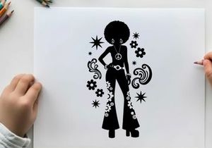 Retro silhouette of a woman with an afro hairstyle