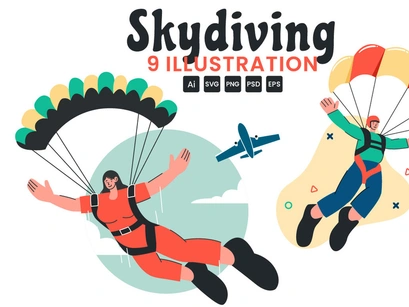 9 Skydiving Sport Illustration