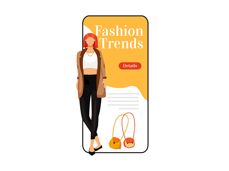 Fashion trends cartoon smartphone vector app screen