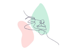 Line art portrait woman, Flower face one line vector illustration