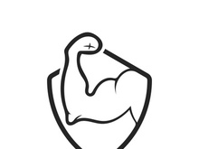 Arm muscle silhouette logo biceps icon vector illustration