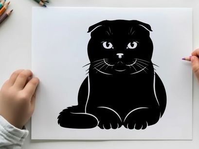 Black cat silhouette portrait with whiskers and piercing eyes