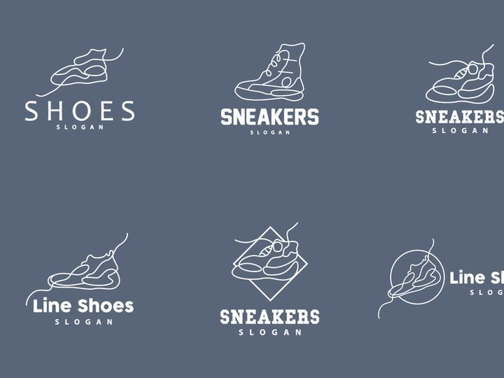 Shoe Logo, Minimalist Line Style Sneaker Shoe Design