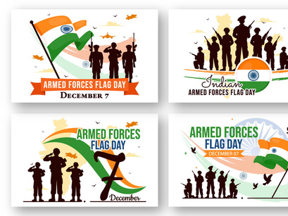 10 Indian Armed Forces Flag Day Illustration