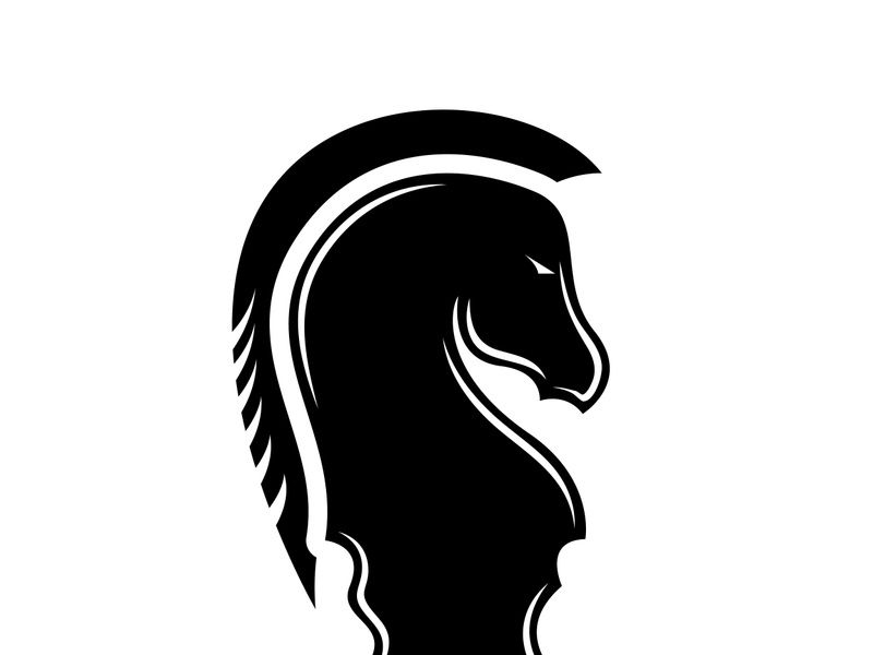 Black Chess Knight Horse Stallion Statue Sculpture silhouette logo design