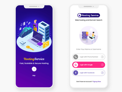 Hosting and Domain Booking Service Mobile App UI Kit
