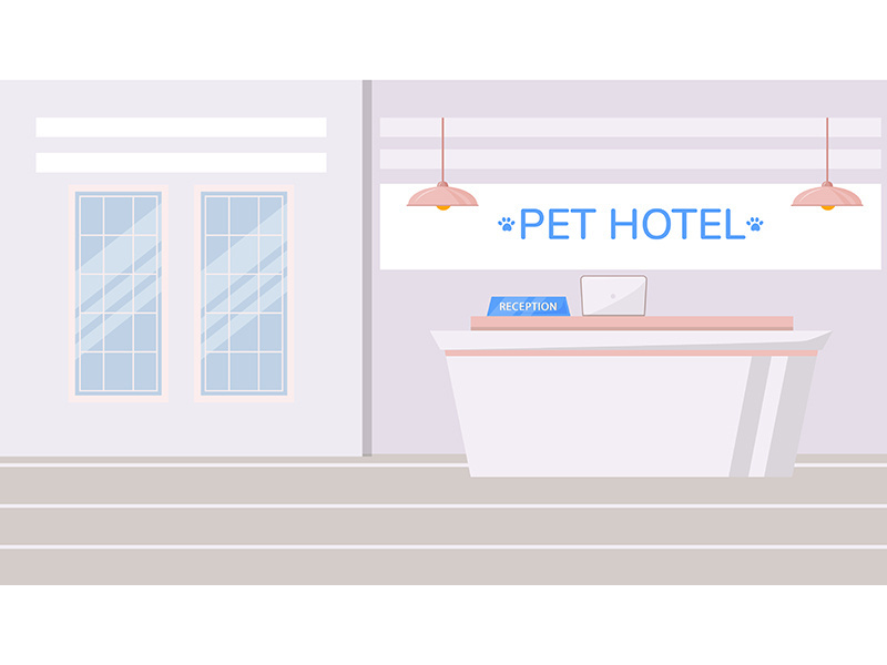 Pet hotel flat color vector illustration