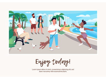 Enjoy today banner flat vector template preview picture