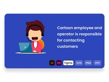 Cartoon employee and operator is responsible for contacting customers.