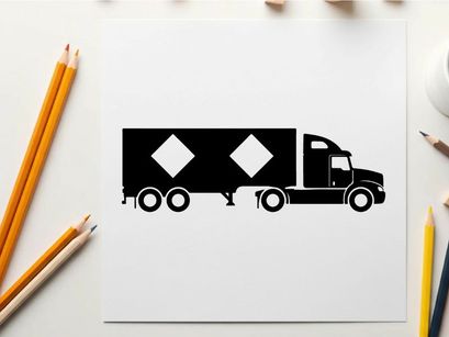 Silhouette of a semi truck with diamond markings on trailer