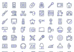 70 Appliance and Electronics Colored Line Icons