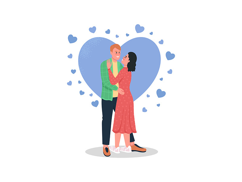 Happy man and woman in love flat color vector detailed characters