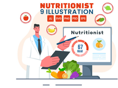 9 Nutritionist Vector Illustration