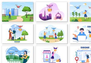 22 Drone with Camera Remote Illustration