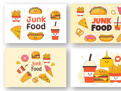 9 Delicious Junk Food Illustration