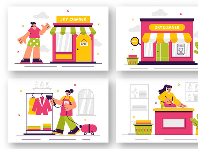 10 Dry Cleaner Store Service Illustration