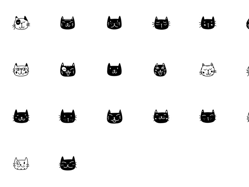 20 svg icons black white cat