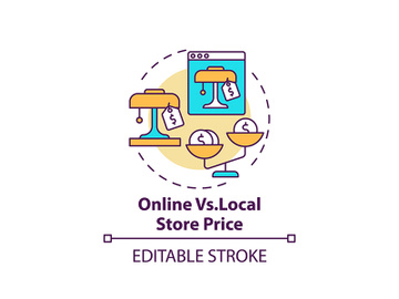 Online vs. local store price concept icon preview picture