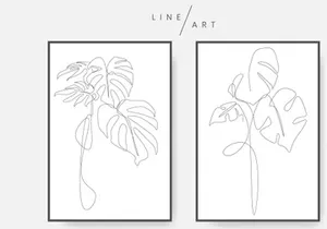Monstera leaf line art