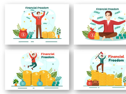 12 Financial Freedom Vector Illustration