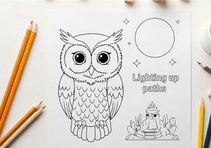 Wise owl lighting path vector illustration flat design