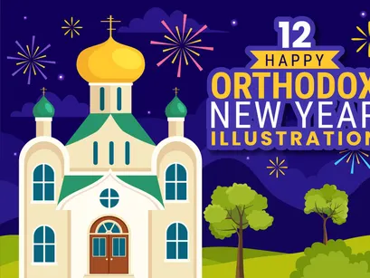 12 Happy Orthodox New Year Illustration