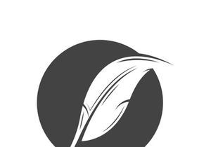 Feather quill design icon and logo illustration classic stationery