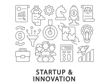Startup and innovation abstract linear concept layout with headline preview picture