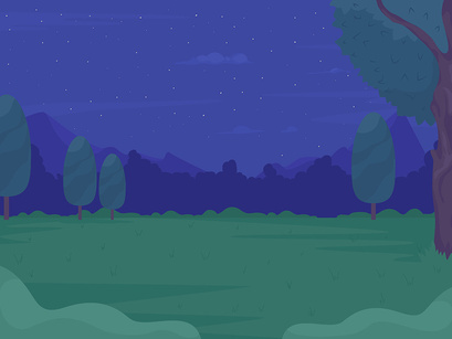 Nighttime scenes illustrations set