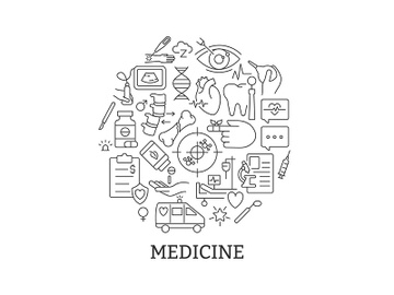 Medicine abstract linear concept layout with headline preview picture