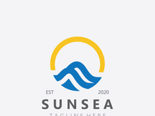 Sun sea Logo design creative premium sun beach logo icon vector template