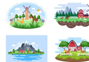 28 Cute Cartoon Farm Animals Illustration