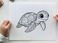 Cute cartoon turtle swimming vector illustration flat design